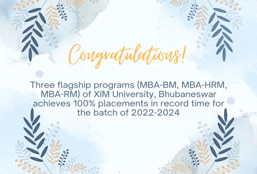 Three Flagship Program of XIM University Achieves 100% Placement